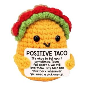 Mini Crochet Positive Taco Plush Inspirational Tiny Taco Stress Relief Gift NEW